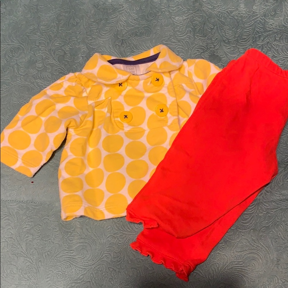 Baby girl jacket(3months) and pants (6month)